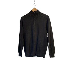 Retro Oscar De La Renta Black 1/4 Zip Pullover Sweater M Cotton Mens 10042
